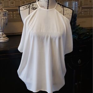 EXPRESS sheer cold shoulder blouse